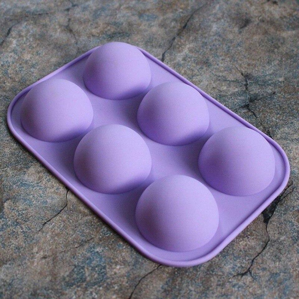 BukkitBow siliconen bakvorm 6 Halve Bollen Cupcake Vormpjes Paars
