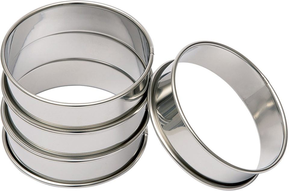 Brand New Cake Flan/Cake Ringen RVS Ø8cm Set/4