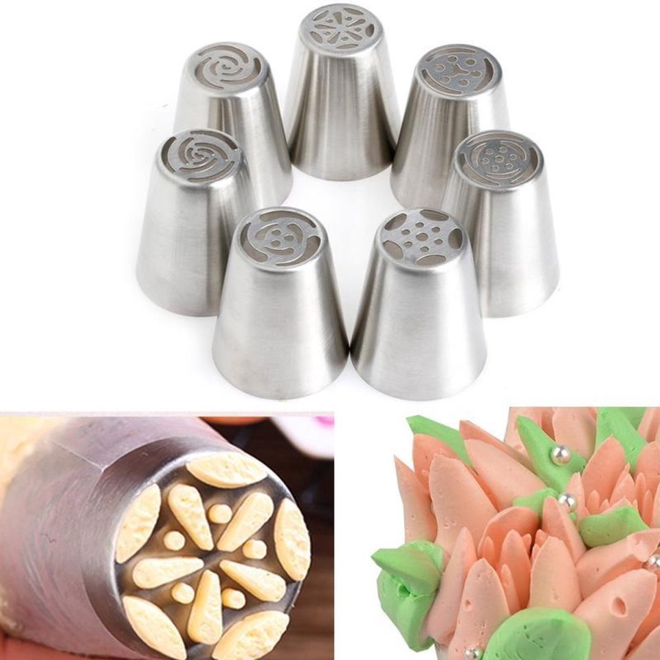 Heble® spuitmond *** Set Bloemen/ Tulpen RVS zilver 3,8 cm (6 stuks)