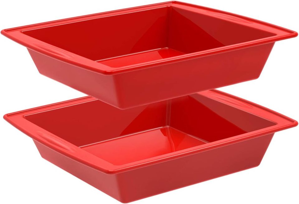 Famanu Set van 2 siliconen brownie bakvormen en flexibel 20 cm
