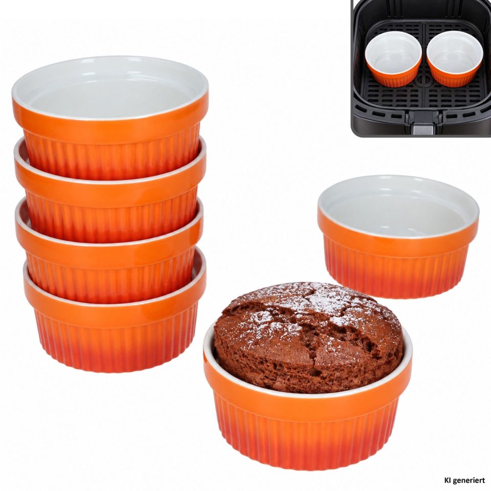MamboCat 6-delige set crossy oranje soufflévormpjes rond van aardewerk 290 ml