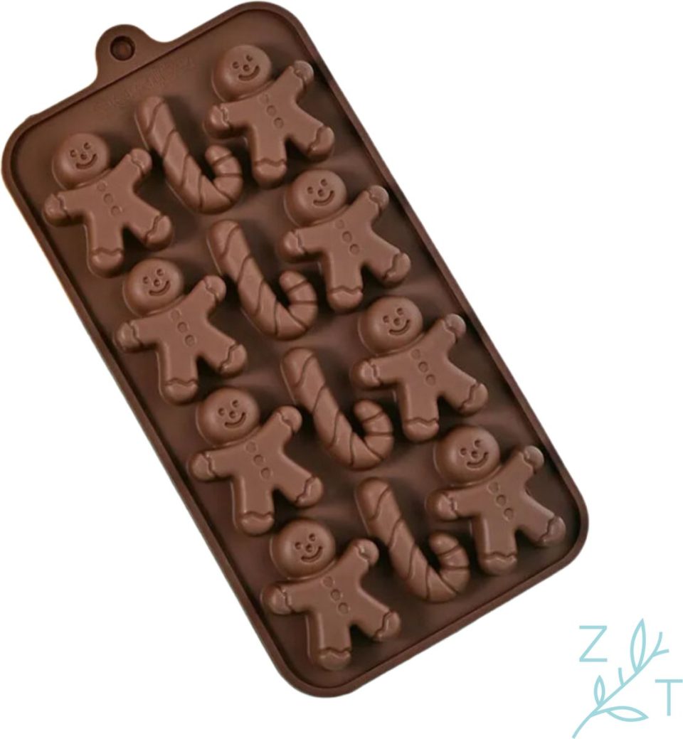 ZijTak chocoladevorm Silicone 12 figuren Bruin