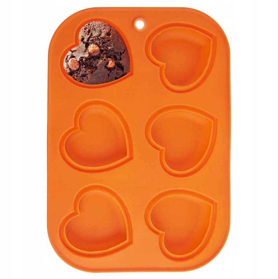 Orion muffinvorm Siliconen Hartjes Oranje (6 stuks)