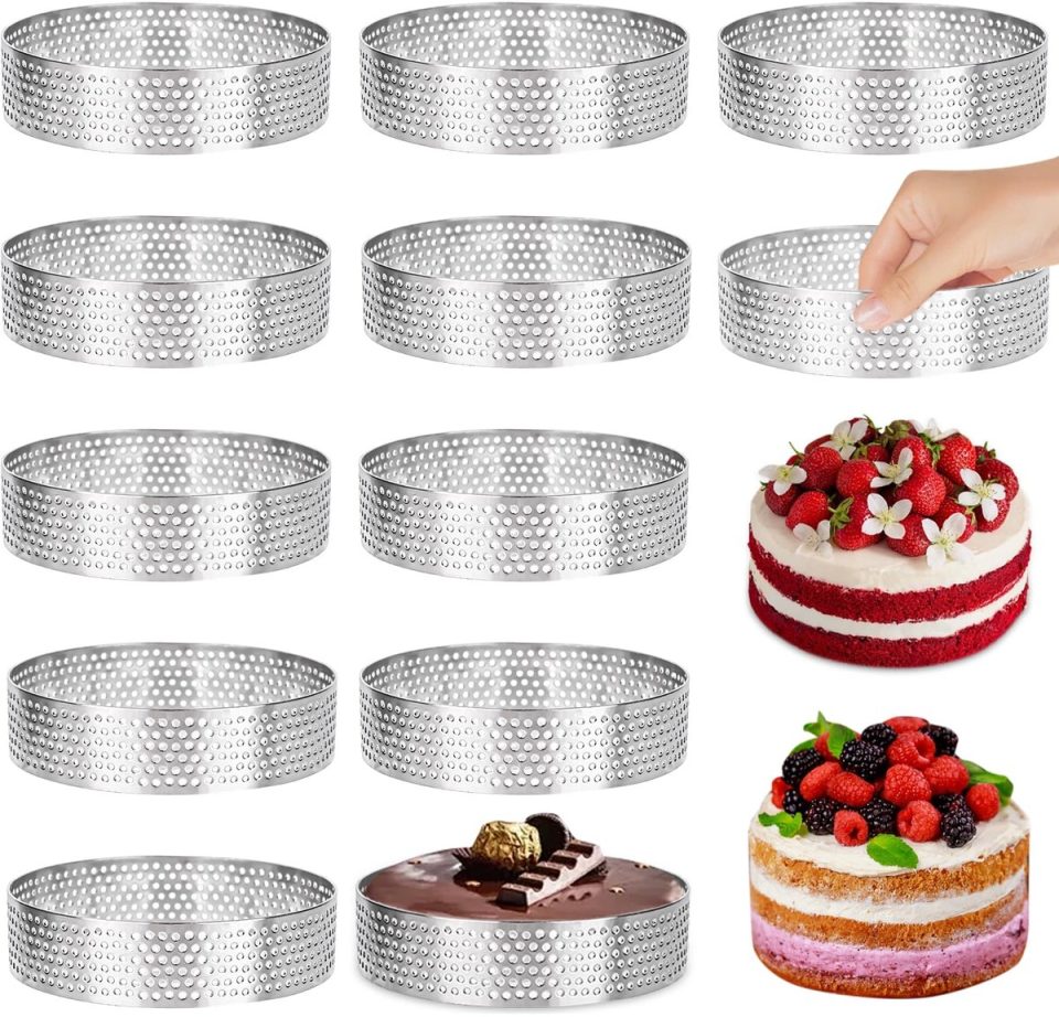 Ibenzoa Set van 12 veelzijdige roestvrijstalen dessertringen