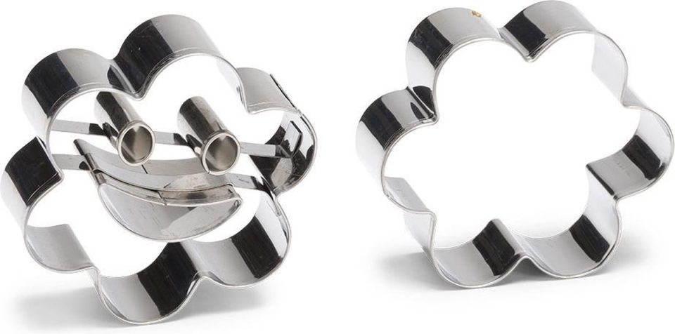Patisse bloem uitsteekvormen RVS zilver 2-delig 6 cm