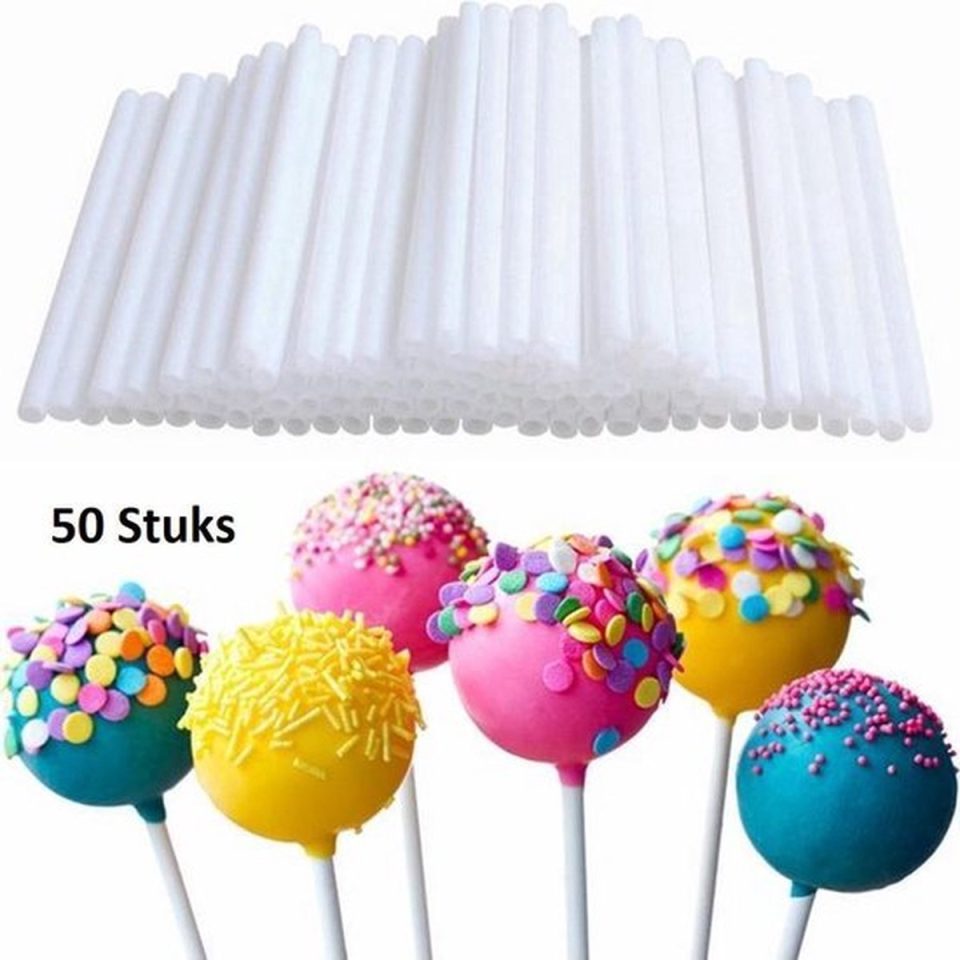 Jendi 50 Papieren Cakepops Stokjes Wit 10 cm (50 stuks)