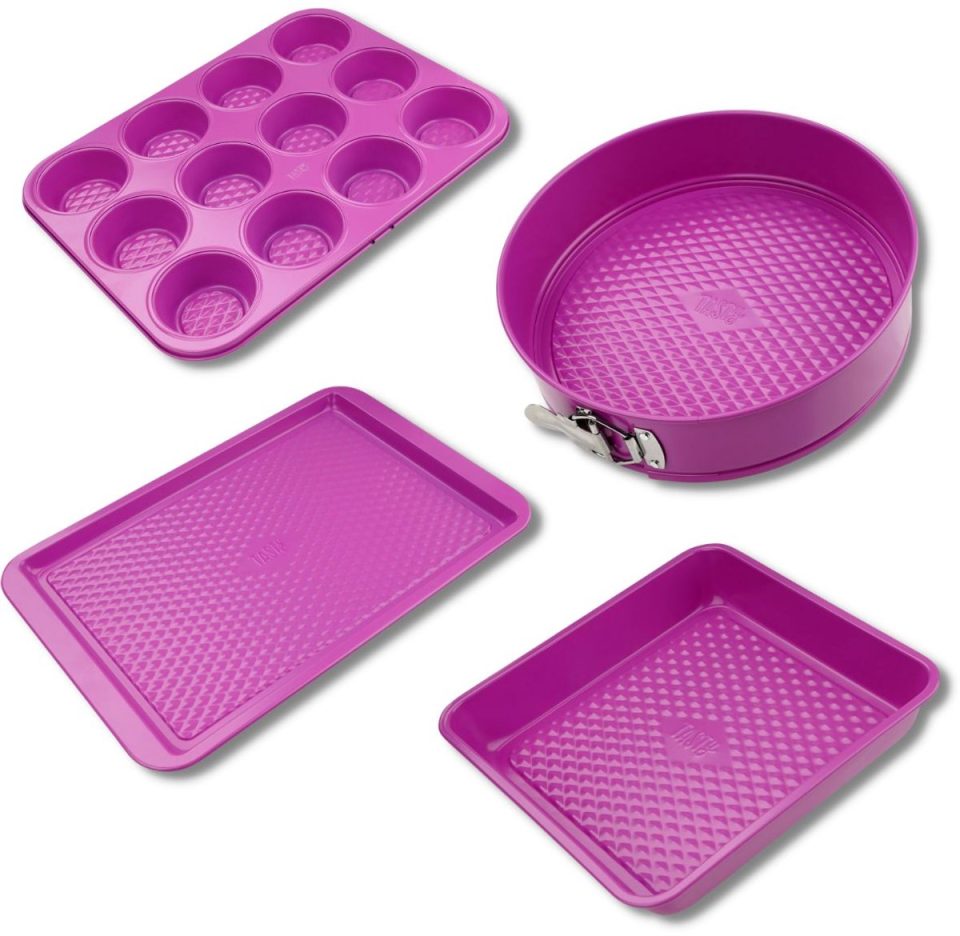 Tasty Set van 4 fuchsia bakvormen, 23 tot, Pastry 38 cm