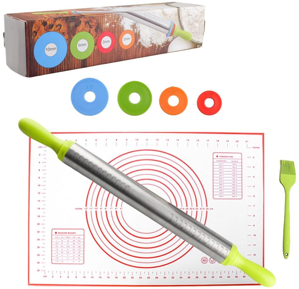 Famanu deegroller Roestvrijstalen verstelbaar met accessoires 61 cm