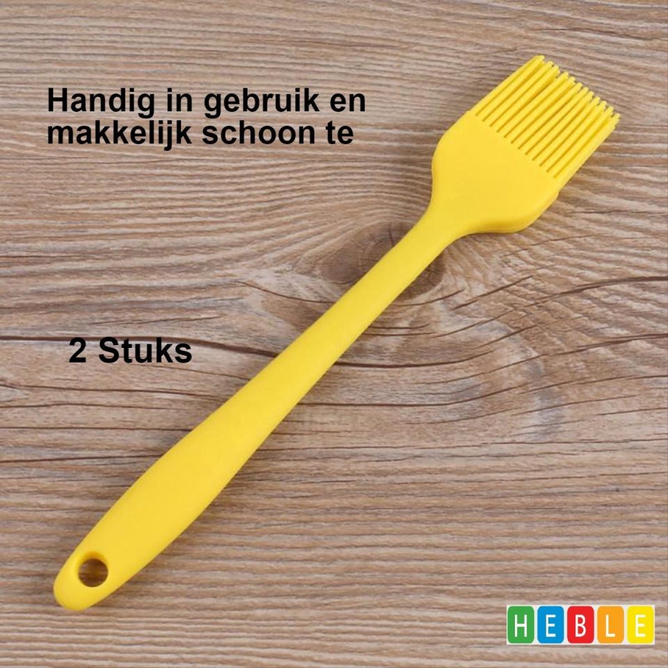 Heble® 2X Gele Siliconen Bakkwast: Keukengerei 26 cm (2 stuks)