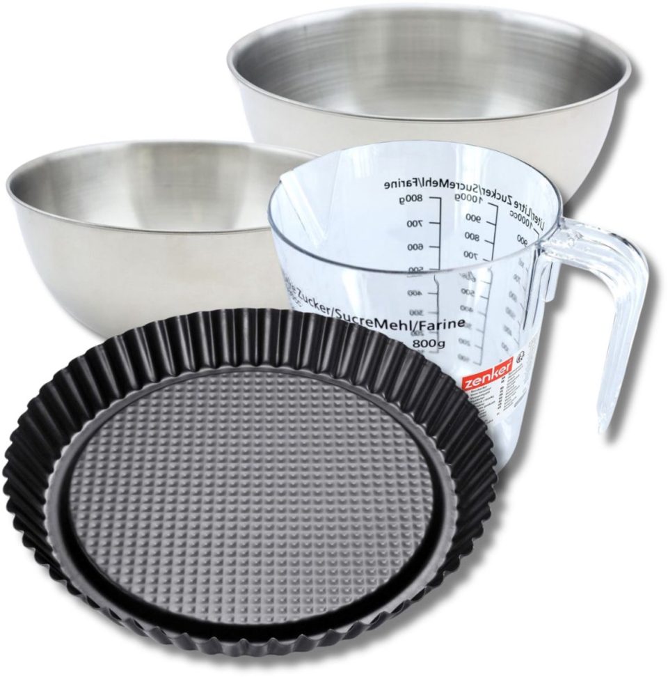 Zenker Bakkerset met omgekeerde taartvorm 2 mengkommen 28 cm