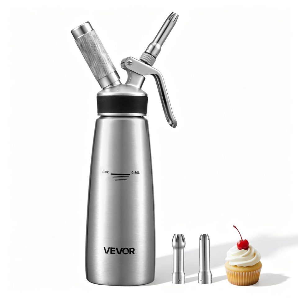 Vevor Slagroomdispenser Set Roestvrijstalen Slagroommaker 0,5 l