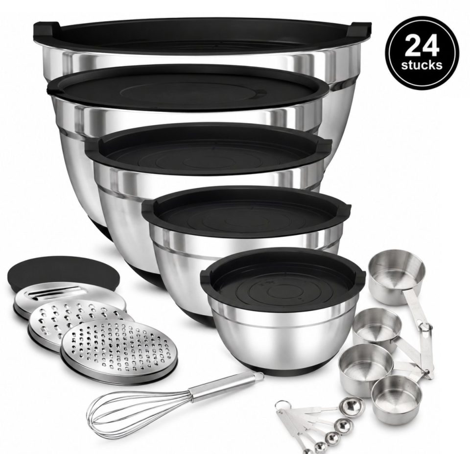Signature Home Mengkommen Set met Deksel 24-Delige Zwart 5 l