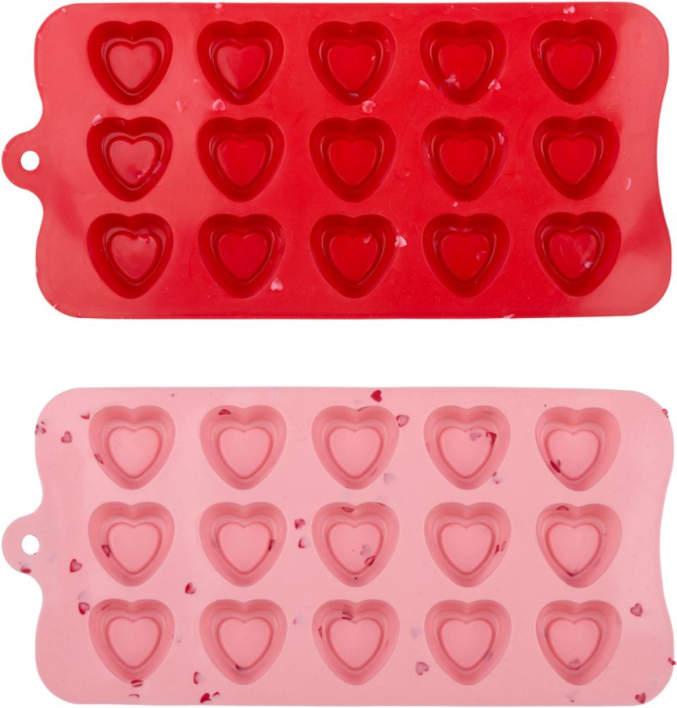 Alpina chocoladevorm Hartjes Ideaal voor Valentijn Set van 2 Roze 22 x 10,5 x 1,5 cm