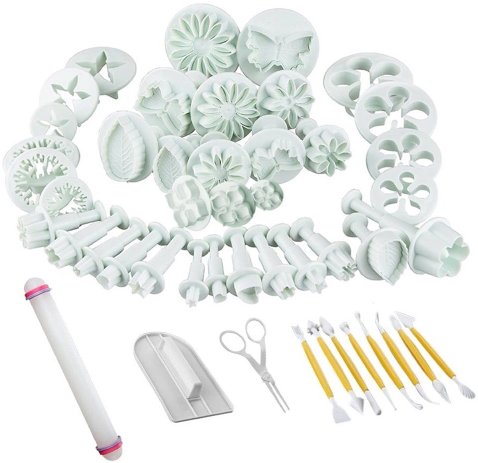 Famanu fondant uitsteekvormen set met 47 vormen inclusief sneeuwvlokken