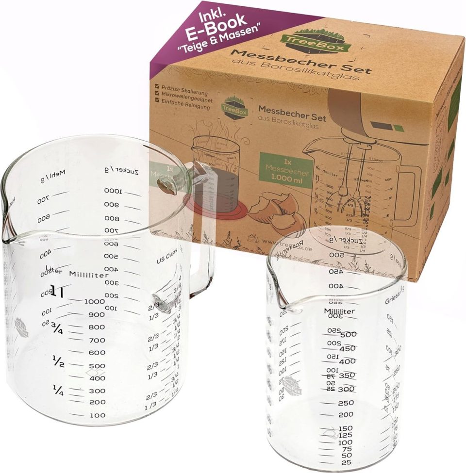 Treebox Maatbeker van glas 1 l 500 ml