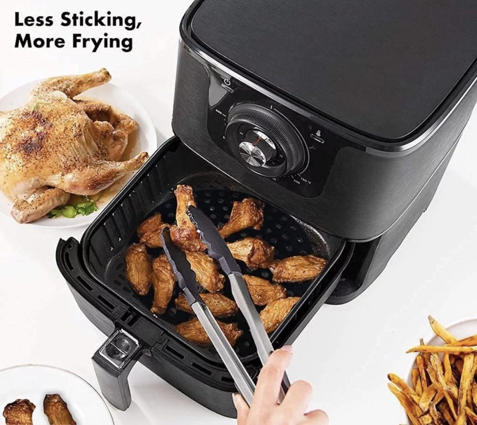 De Millennials bakmat Duurzame Siliconen Airfryer(vierkant zwart 19 cm (2 stuks)