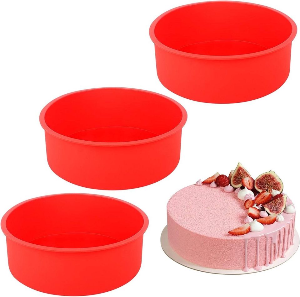 JGS Premium 3-delige Set Ronde Siliconen Bakvormen Rood 16,5 x 5,5 cm