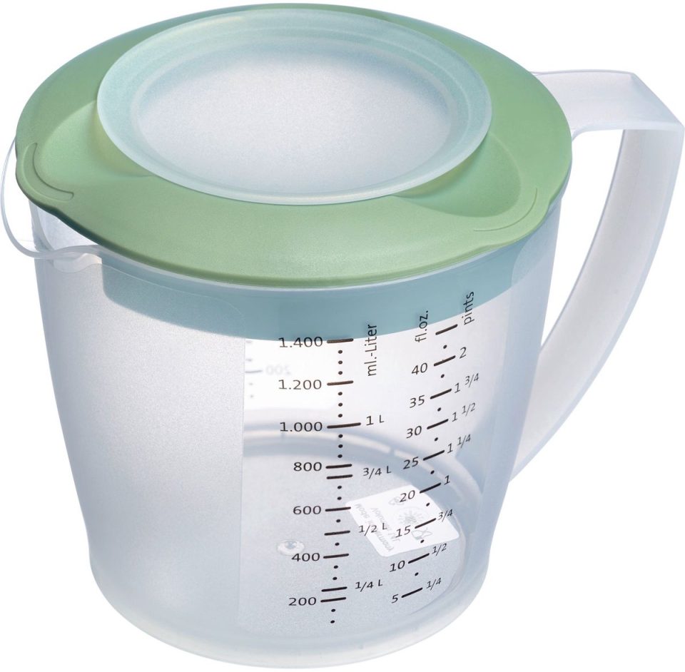 Westmark beslagkom /maatbeker met spatbescherming deksel en tuit mint groen 1,4 l