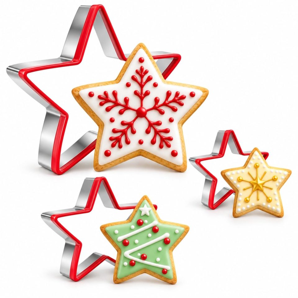 Famanu uitsteekvorm Kerstster set van 3 roestvrij staal