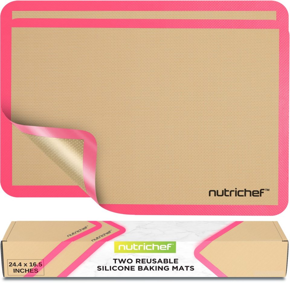 Nutrichef bakmatten Siliconen Set van 2 Roze 62 x 42 cm