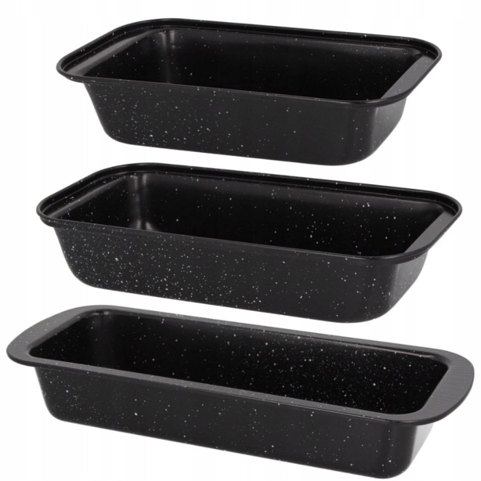 Brunbeste Set van 3 Bakvormen met Marmercoating 35/30/ 25 x 13 x 6 cm