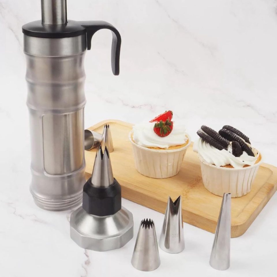 Ibenzoa Multifunctionele Zwarte Roestvrijstalen Decoratiespuit Professionele Kit
