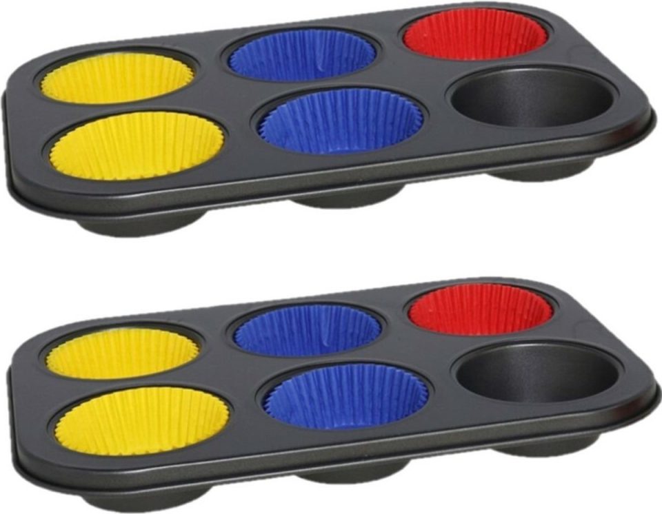 Gerimport bakvorm Gerim 2X Muffins/cupcakes /blik voor 6X stuks 26 x 18 cm