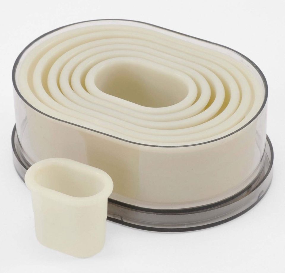 Thermohauser nylon koekjesvormpjesset ovaal en glad wit 7-delig 12,3 cm