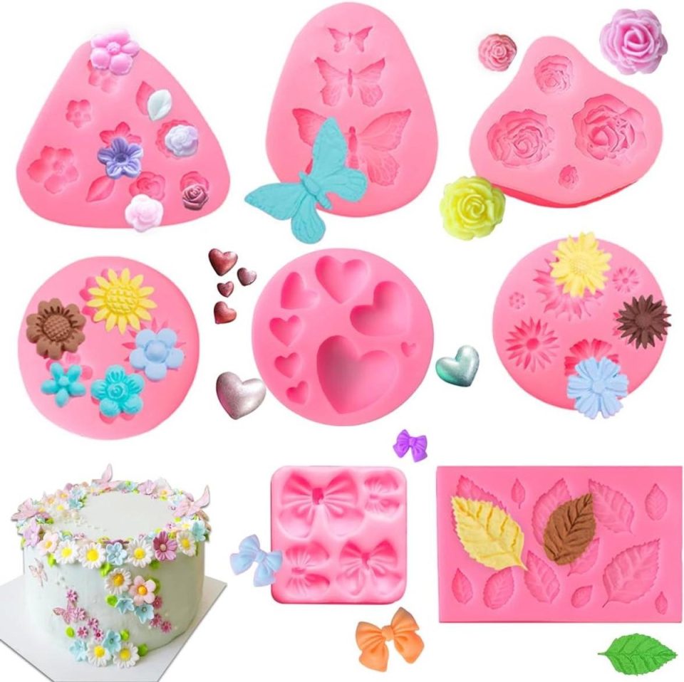 JGS fondant Premium Siliconen Vormen Bloemen 3D (8 stuks)