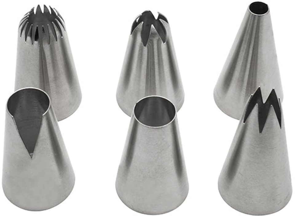 Zenker Set van 6 grote roestvrijstalen spuitmondjes Smart Pastry