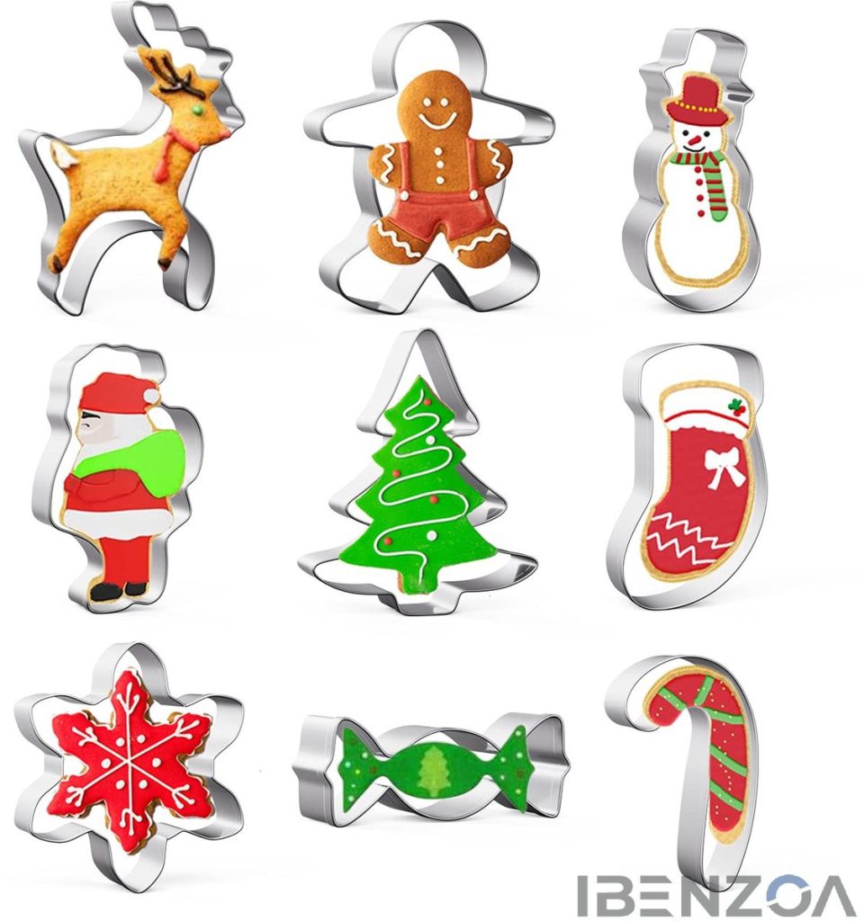 Ibenzoa uitsteekvormpjes Kerstpatronen Roestvrijstaal (9 stuks)