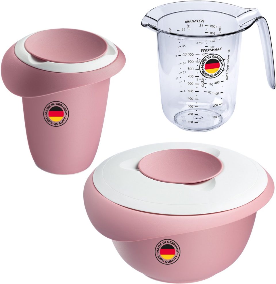 Westmark 3-delige bakset, mengkom + garde Roze 2,5 l