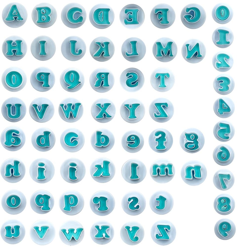 Nicavkit letters en cijfers taartfondant mallenset (62 stuks) (10 stuks)