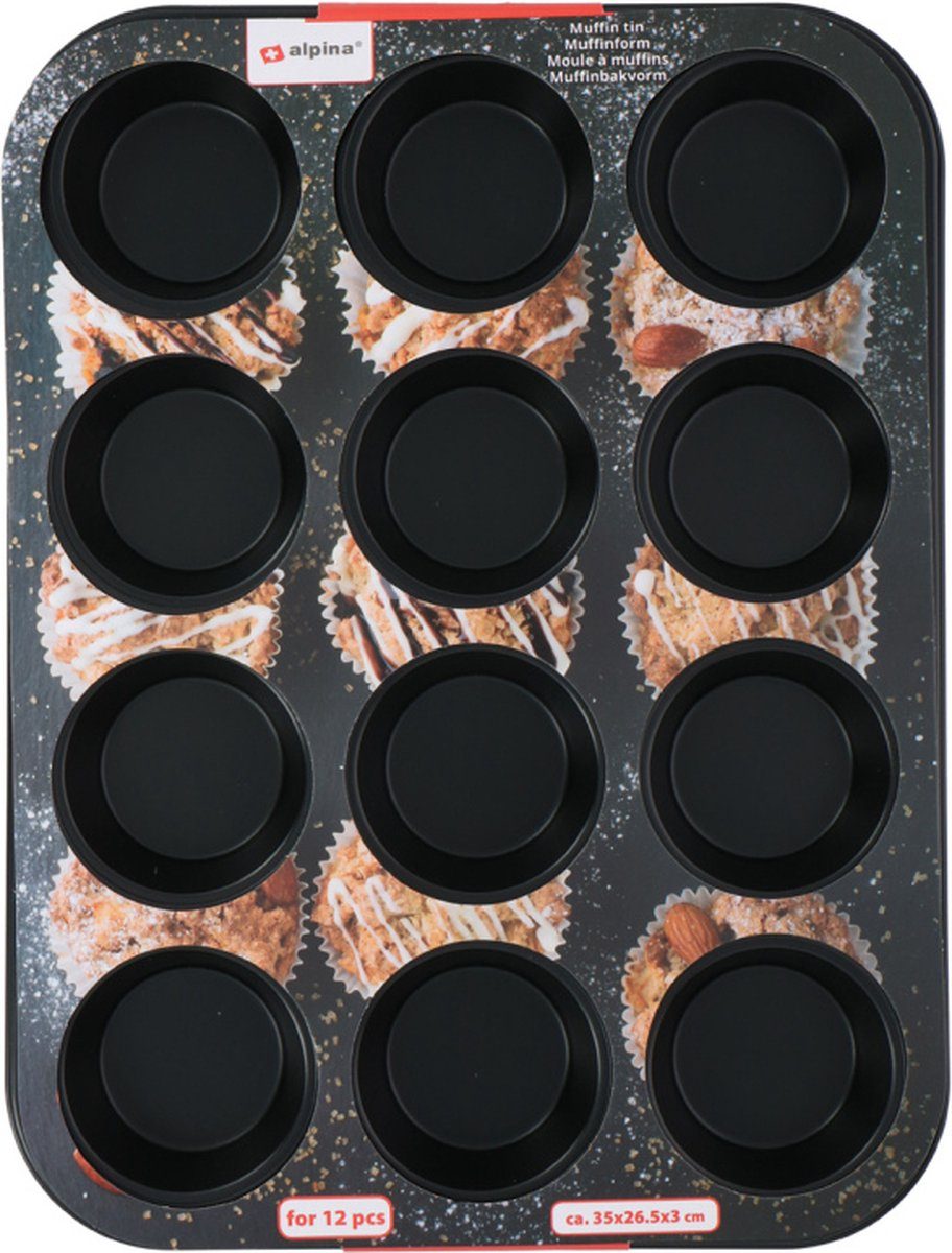 Alpina Muffinbakvorm Zwart 35 x 26,5 x 3 cm