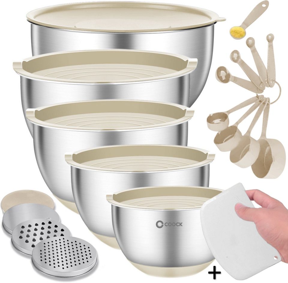 Coock beslagkommen RVS 24 Delige Set van 5 Beige