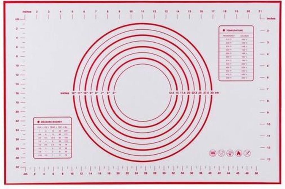 Mavie bakmat /deegmat silicone groot rood / wit 60 x 40 cm