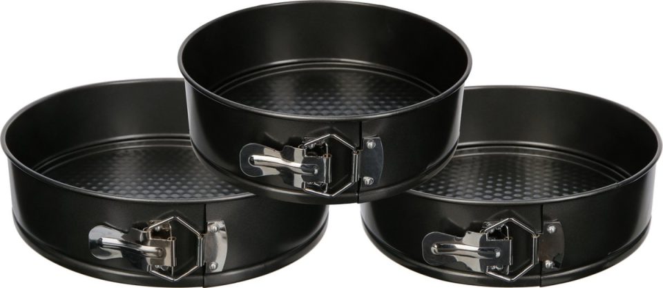 5five bakvorm taarten bakken /spring vorm/bakgerei zwart 3 delig 26 cm