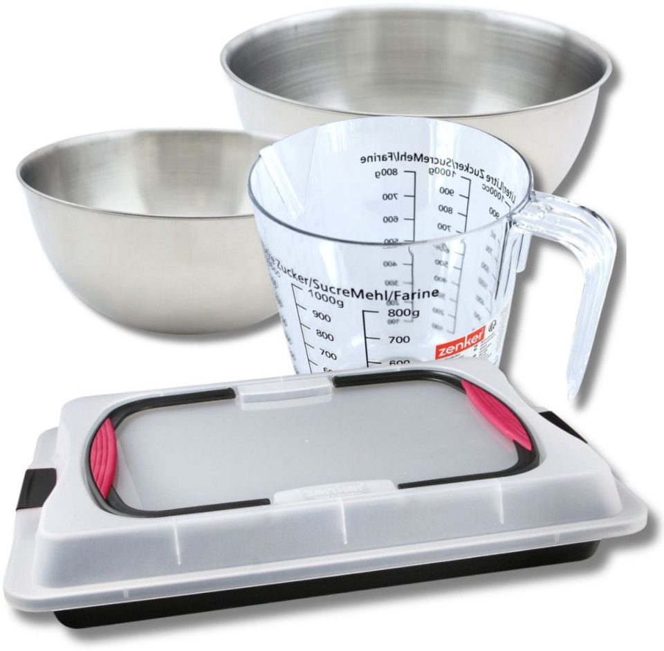 Zenker Bakkersset met bakplaat met deksel 2 mengkommen 42 x 29 cm