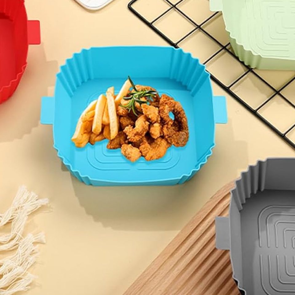FloraGrace siliconen bakvorm Voor Heteluchtfriteuse Herbruikbaar Grijs 19,5 cm