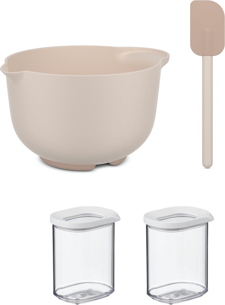 Mepal beslagkom + spatel + 2X 375 Bakset met bewaardozen White 3000 ml