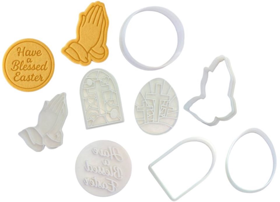 Cookie Cutters uitsteekvormpjes Pasen Koekjes Uitstekers Uitsteekvormen voor Paasdecoratie God kruis Jezus Blessed Easter set van (8 stuks)