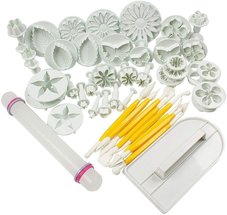 Vonuobey 14 sets Bloemenfondantgereedschap Taartdecoratieset (46 stuks)