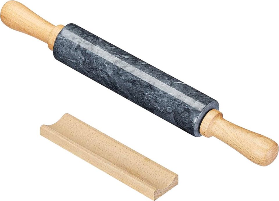 Intirilife deegroller Marmeren met houder in Zwart 46,5 cm