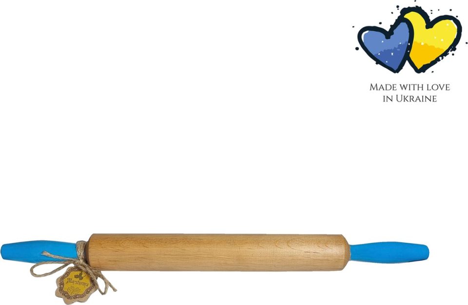 Maysternya deegroller Houten met handvaten Blauw 50 x 4,5 cm