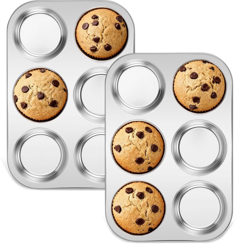 Famanu muffinvorm Roestvrijstalen voor 6 muffins set van 2