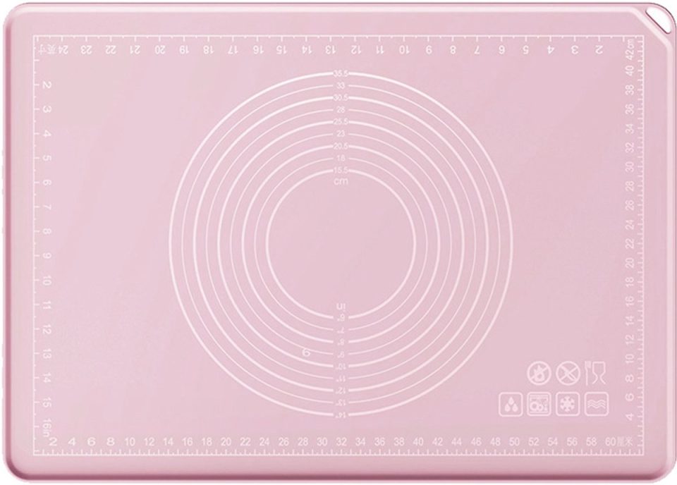 Qttvbtna bakmat Siliconen met meetfuncties Opstaande rand Roze 50 x 70 cm 5 mm