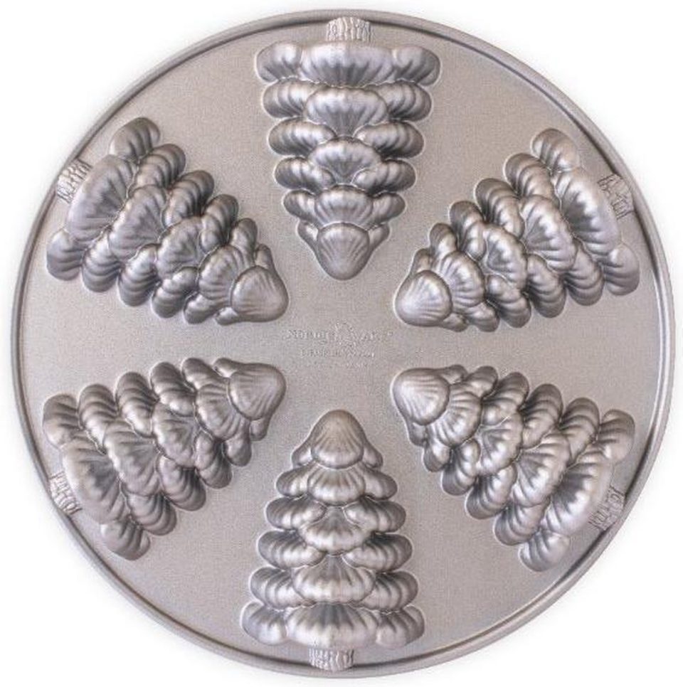 Nordic Ware bakvorm "Evergreen tree cakelets"- Sparkling Silver Holiday