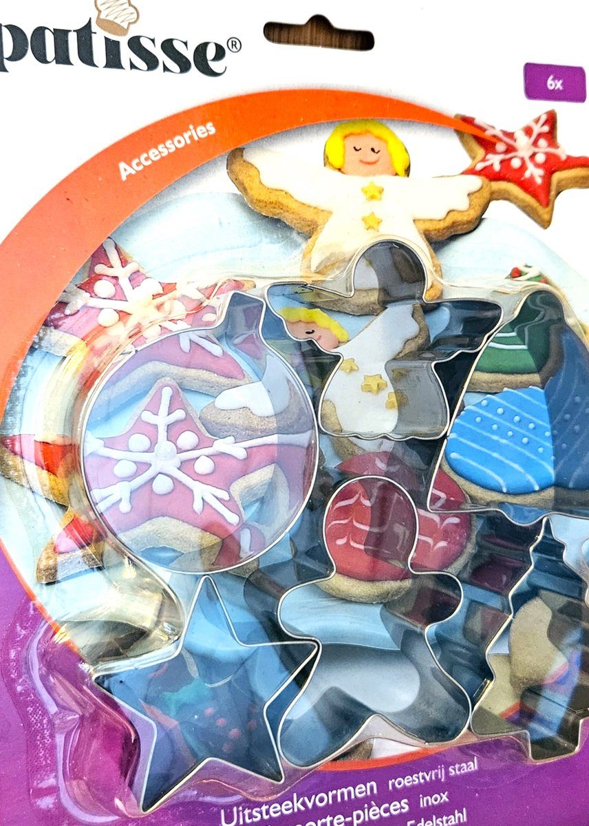 Patisse uitsteekvormen set rvs kerst 6 delig