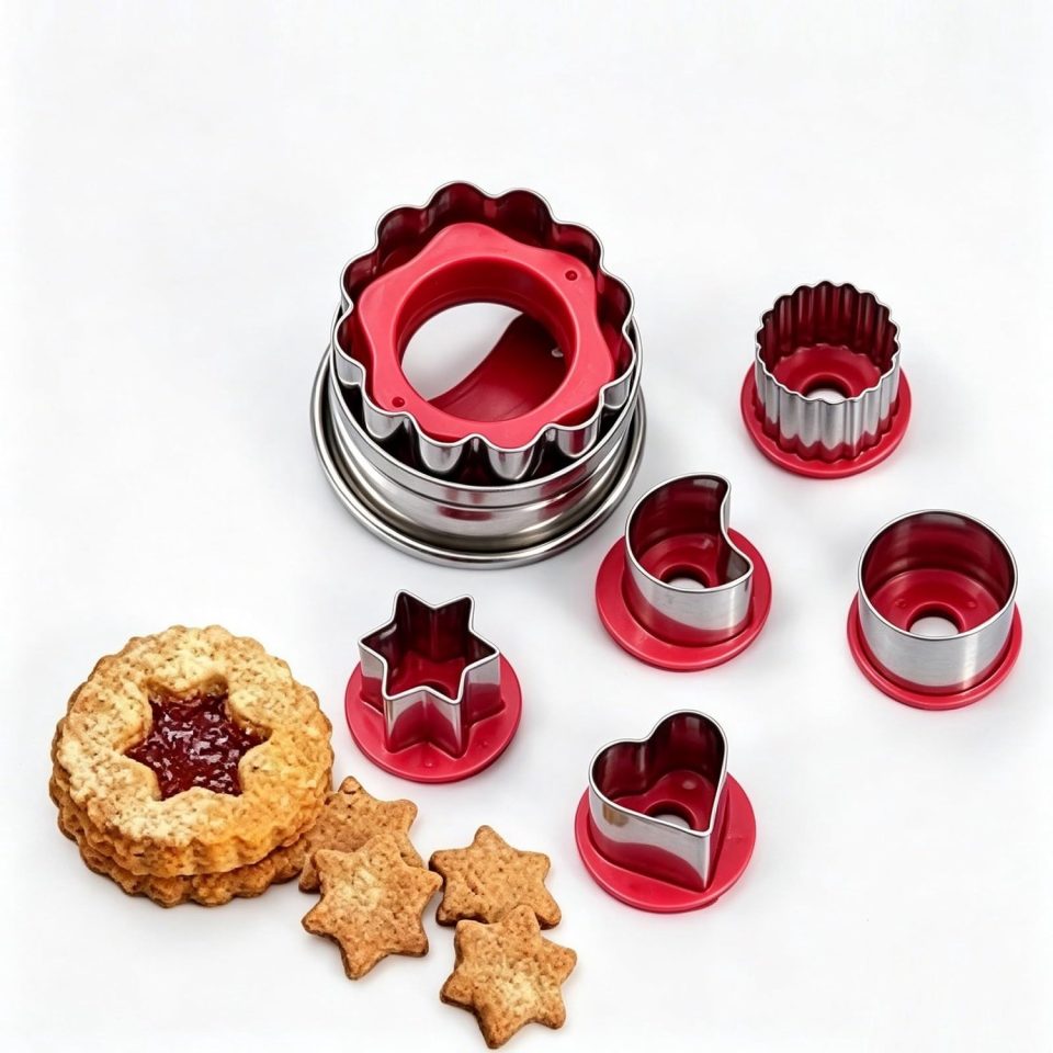 Famanu Set van 6 kerstkoekjes uitsteekvormen met uitwerper