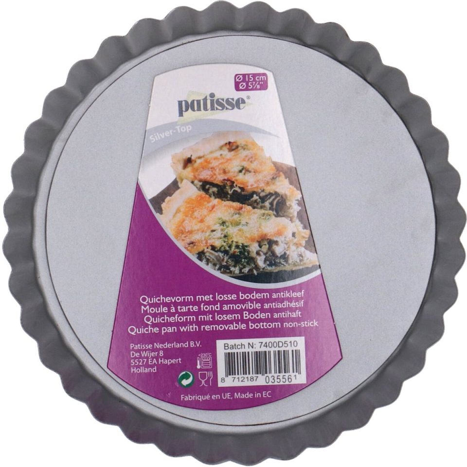 Patisse quichevorm met Losse Bodem Zilver 15 cm